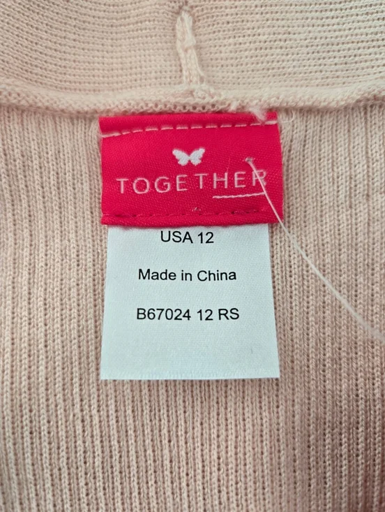 Together long-sleeve open shawl knit cardigan duster. Peach Blush Pink. Size 12. - Picture 8 of 9